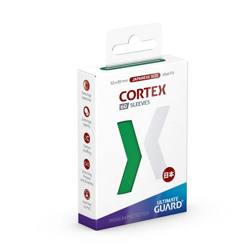 CORTEX SLEEVES: JAPANESE SIZE MATTE GREEN (60CT)