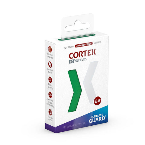 CORTEX SLEEVES: JAPANESE SIZE MATTE GREEN (60CT)